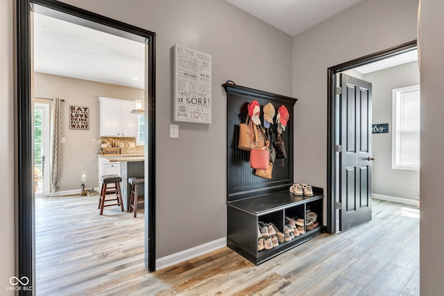 5961 Pine Bluff Dr, Avon, IN 46123 - mudroom featuring light wood-style flooring and baseboards
