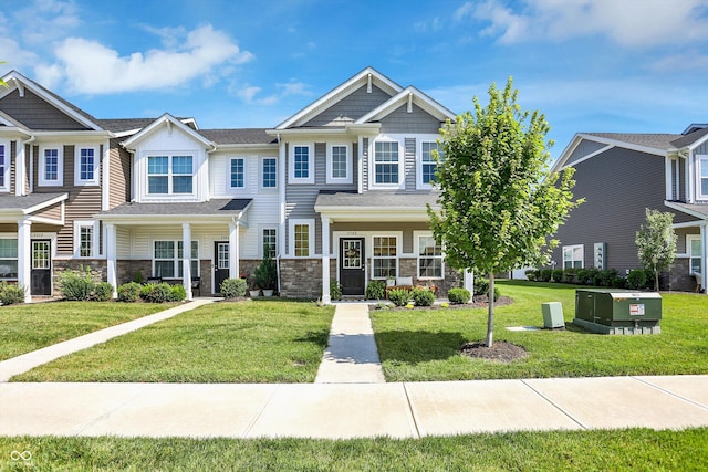 3588 Thomas Jefferson St, Westfield, IN 46074 - craftsman inspired home featuring stone siding and a front lawn