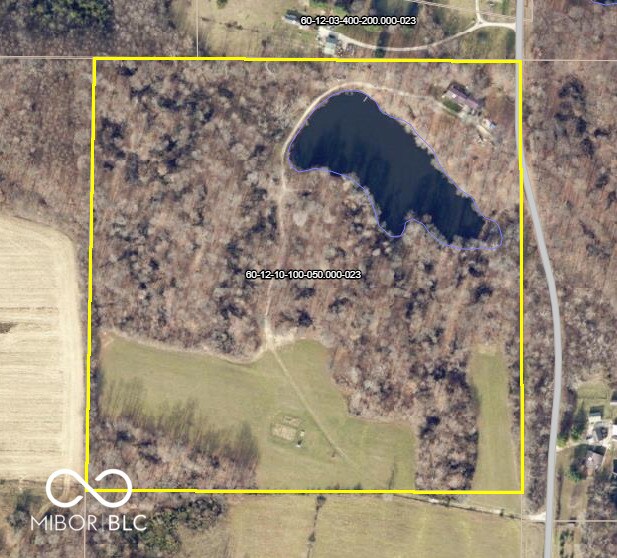 2501 Mitten Rd, Bowling Green, IN 47833 - aerial overview of property's location with property boundaries highlighted