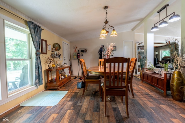 2501 Mitten Rd, Bowling Green, IN 47833 - dining area featuring wood finished floors, a chandelier, and crown molding