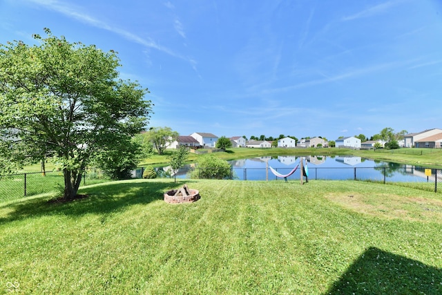 2016 Morning Light Ln, Greenwood, IN 46143 - view of yard featuring a residential view, a water view, and an outdoor fire pit