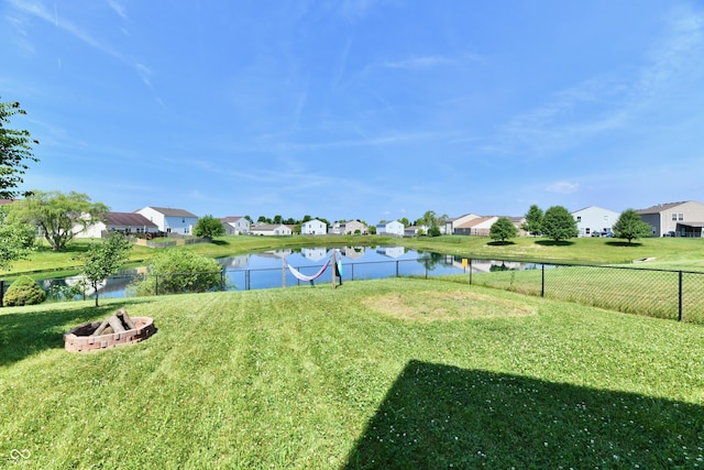 2016 Morning Light Ln, Greenwood, IN 46143 - view of yard featuring a residential view, a fire pit, and a water view