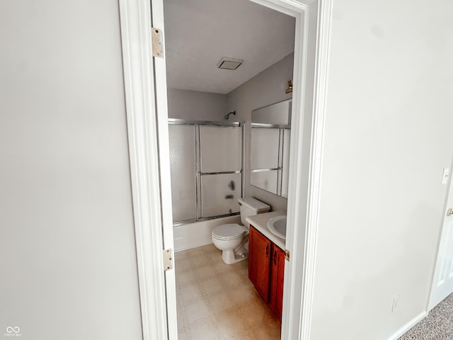 9672 River Oak Ln E, Fishers, IN 46038 - bathroom with vanity, enclosed tub / shower combo, and tile patterned floors