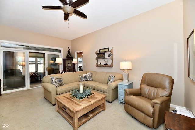1603 Oakmere Way, Greenwood, IN 46142 - living room featuring a ceiling fan and light carpet