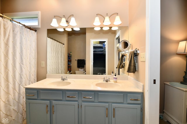 1603 Oakmere Way, Greenwood, IN 46142 - bathroom featuring double vanity and a shower with shower curtain