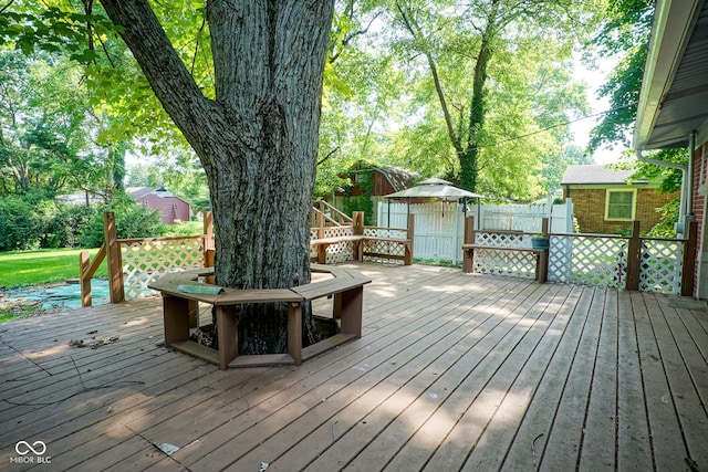 4720 Kessler View Dr, Indianapolis, IN 46220 - wooden deck featuring a fenced backyard and a gazebo