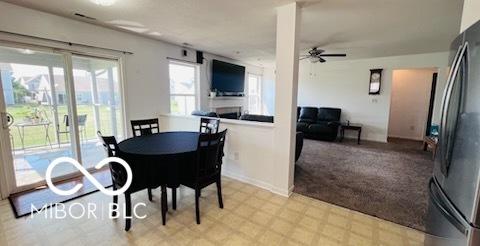 19519 Prairie Crossing Dr, Noblesville, IN 46062 - dining space featuring ceiling fan and light floors