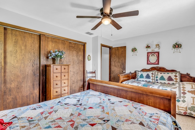 2571 Stonybrook Ln, Franklin, IN 46131 - carpeted bedroom featuring a ceiling fan and a closet