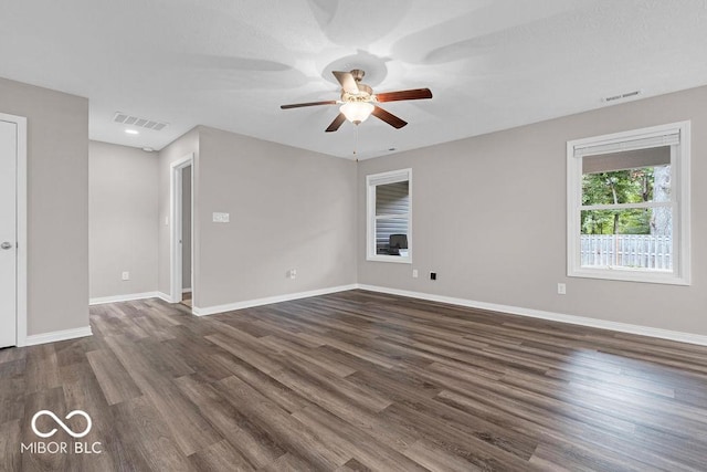 354 Mill Spgs, Fillmore, IN 46128 - empty room with ceiling fan and dark wood-style flooring