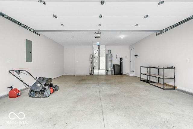 354 Mill Spgs, Fillmore, IN 46128 - garage with a garage door opener, electric panel, and electric water heater