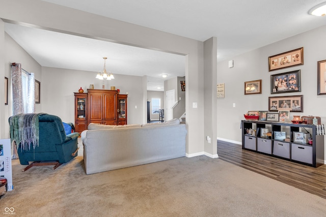 1397 Greenbriar Way, Franklin, IN 46131 - carpeted living area with a chandelier and baseboards