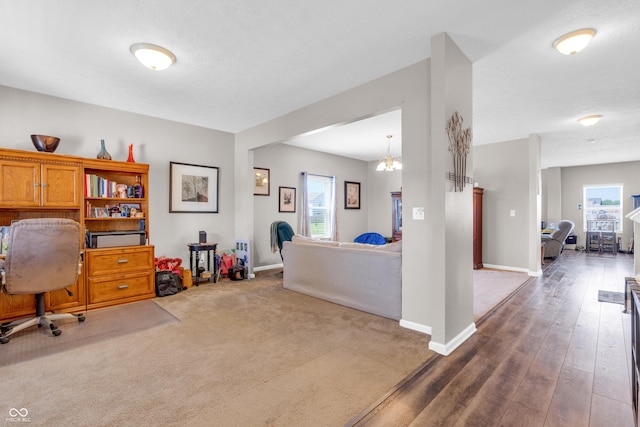 1397 Greenbriar Way, Franklin, IN 46131 - office area featuring plenty of natural light and a chandelier