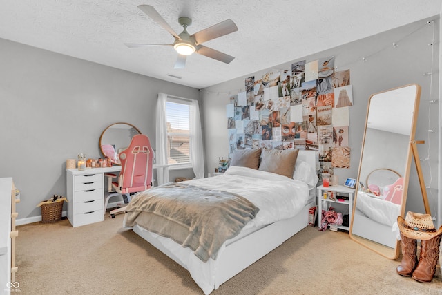 1397 Greenbriar Way, Franklin, IN 46131 - carpeted bedroom featuring a ceiling fan and a textured ceiling