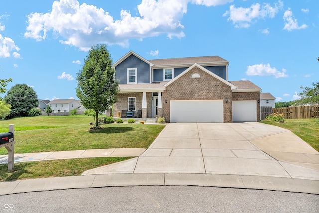 1397 Greenbriar Way, Franklin, IN 46131 - view of front of property featuring a garage, brick siding, concrete driveway, a porch, and roof with shingles