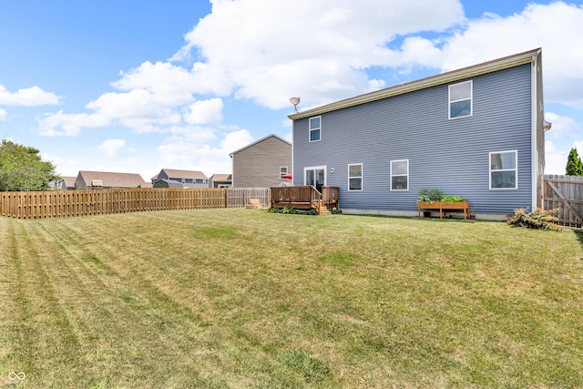 1397 Greenbriar Way, Franklin, IN 46131 - rear view of house featuring a fenced backyard and a wooden deck