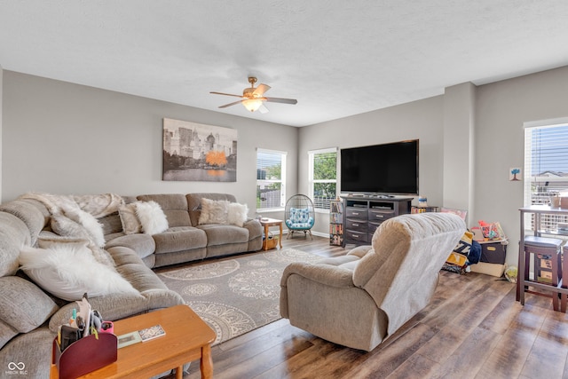 1397 Greenbriar Way, Franklin, IN 46131 - living area featuring plenty of natural light, wood finished floors, and a ceiling fan