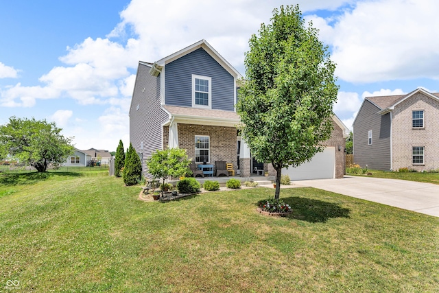 1397 Greenbriar Way, Franklin, IN 46131 - view of front facade featuring brick siding, concrete driveway, a front lawn, and a garage