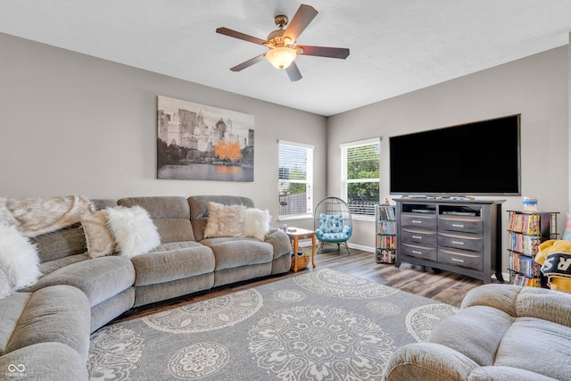 1397 Greenbriar Way, Franklin, IN 46131 - living area featuring wood finished floors and ceiling fan