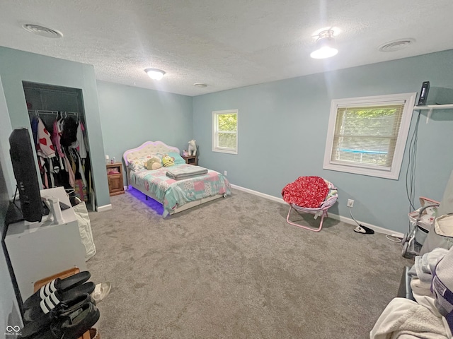 1446 W State Highway 46, Spencer, IN 47460 - bedroom with a textured ceiling, carpet flooring, a closet, and a spacious closet