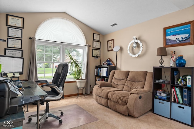 48 Lasalle Ct, Whiteland, IN 46184 - carpeted home office featuring vaulted ceiling