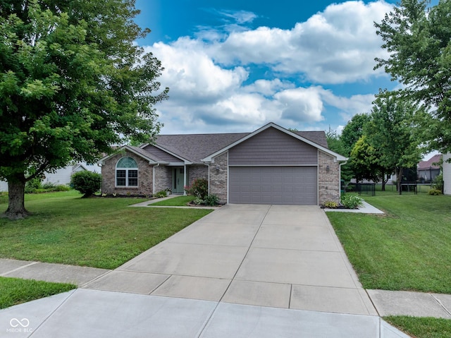 48 Lasalle Ct, Whiteland, IN 46184 - single story home with a garage, a front lawn, concrete driveway, and brick siding