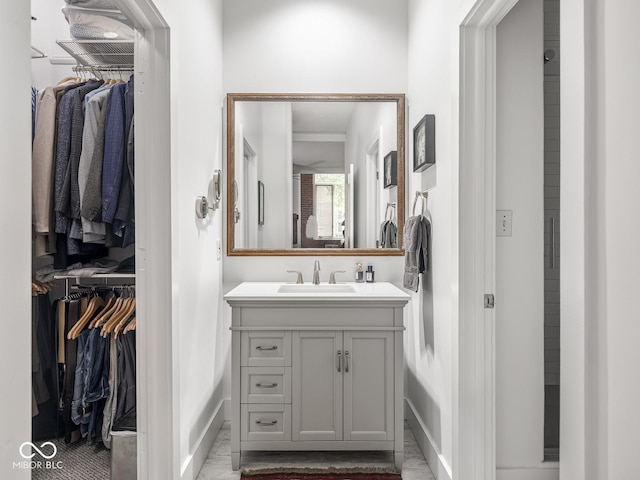 430 N Park Ave Unit 104, Indianapolis, IN 46202 - bathroom featuring vanity and a spacious closet