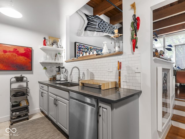 430 N Park Ave Unit 104, Indianapolis, IN 46202 - indoor wet bar with stainless steel dishwasher and backsplash