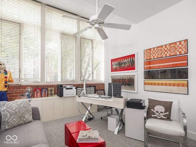 430 N Park Ave Unit 104, Indianapolis, IN 46202 - office area featuring a ceiling fan and carpet