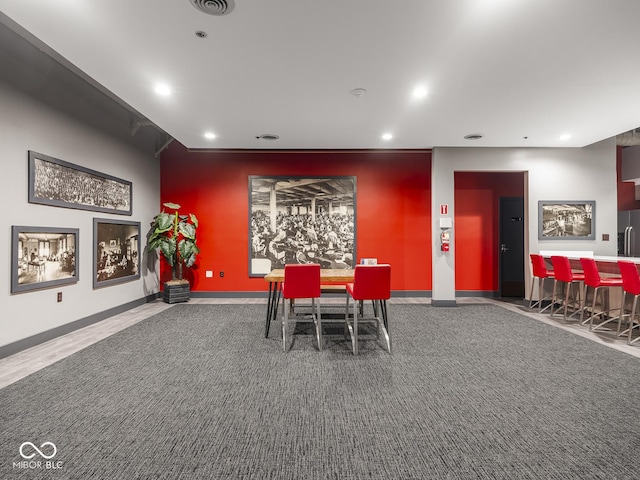 430 N Park Ave Unit 104, Indianapolis, IN 46202 - dining room with recessed lighting and a community bar