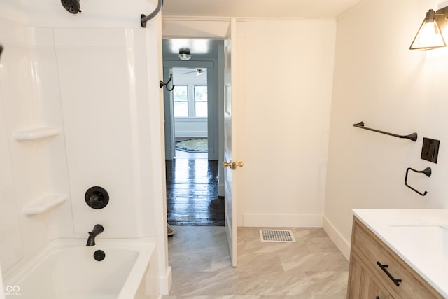 602 Valley Dr, Crawfordsville, IN 47933 - bathroom with vanity and washtub / shower combination