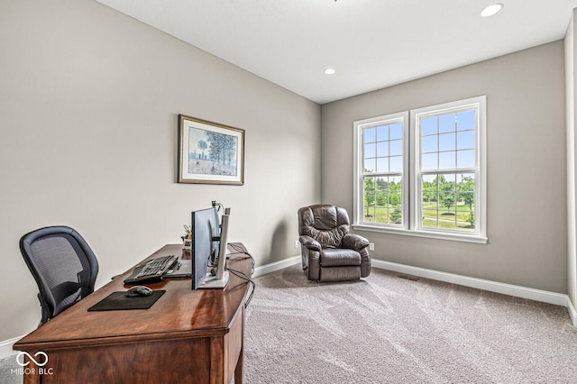 14293 Dufton Ct, Carmel, IN 46074 - home office featuring carpet flooring and recessed lighting