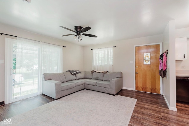 47 Habig Rd, Indianapolis, IN 46217 - living area featuring dark wood-style floors and a ceiling fan