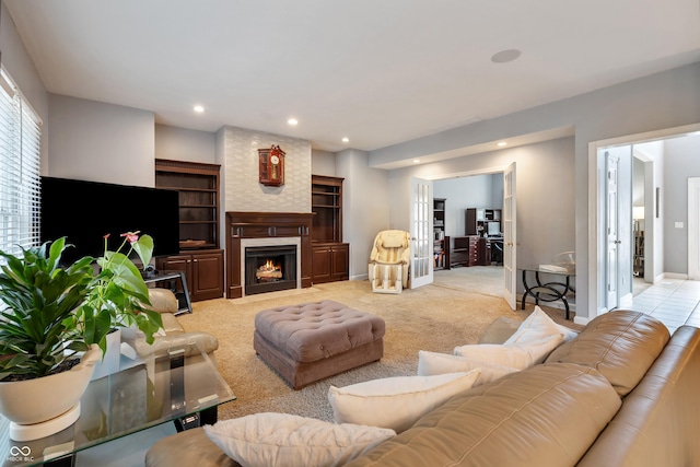2847 Macintosh, Columbus, IN 47201 - carpeted living area with recessed lighting and a fireplace