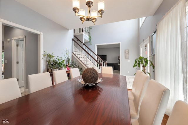 2847 Macintosh, Columbus, IN 47201 - tiled dining area featuring stairs and a chandelier