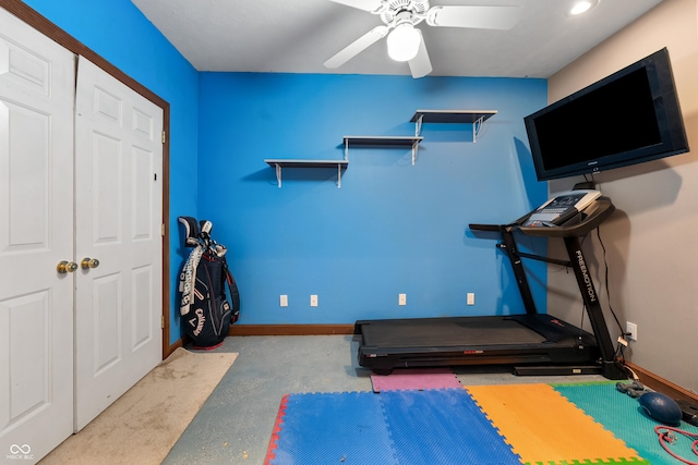 2847 Macintosh, Columbus, IN 47201 - exercise room with baseboards and a ceiling fan