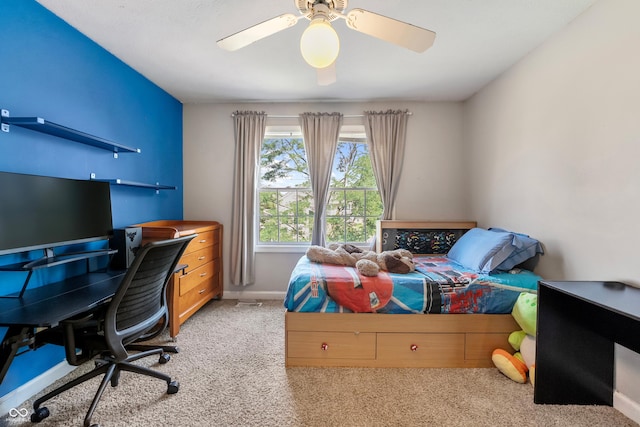2847 Macintosh, Columbus, IN 47201 - bedroom featuring light colored carpet, ceiling fan, and a desk