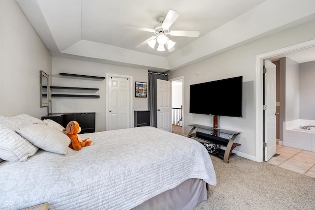 2847 Macintosh, Columbus, IN 47201 - bedroom with a tray ceiling, carpet floors, and a ceiling fan
