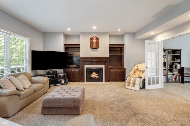 2847 Macintosh, Columbus, IN 47201 - living area featuring recessed lighting, carpet, and a fireplace