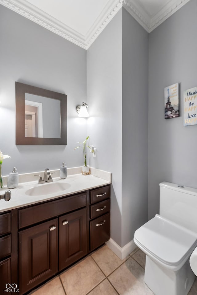 2847 Macintosh, Columbus, IN 47201 - bathroom with vanity, crown molding, and tile patterned floors