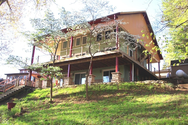 7437 Center Lake Rd, Nineveh, IN 46164 - back of house featuring stairs and a deck