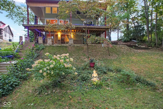 7437 Center Lake Rd, Nineveh, IN 46164 - rear view of house featuring stairs and a deck