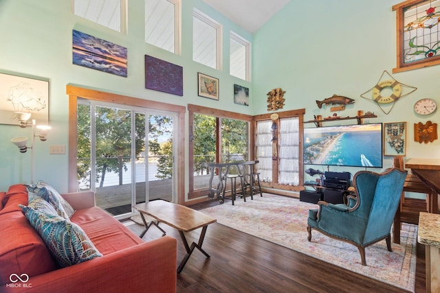 7437 Center Lake Rd, Nineveh, IN 46164 - living room with wood finished floors and a towering ceiling