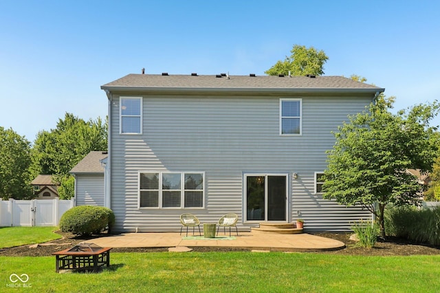 10792 Sawgrass Dr, Fishers, IN 46037 - rear view of property featuring a fire pit, a patio, and a gate