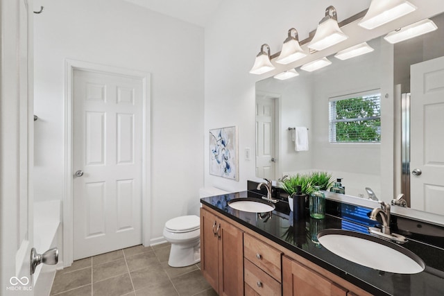 10792 Sawgrass Dr, Fishers, IN 46037 - bathroom with double vanity and tile patterned flooring