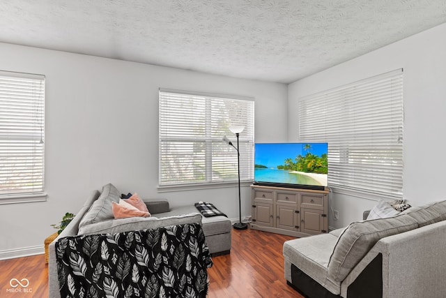 2232 N Park Ave, Indianapolis, IN 46205 - living room with dark wood-type flooring and a textured ceiling
