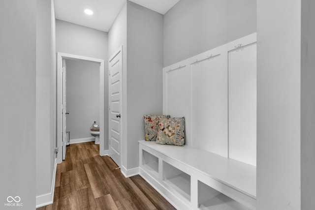 9978 Trafford Ct, Mccordsville, IN 46055 - mudroom with dark wood-style floors and baseboards