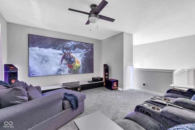 9978 Trafford Ct, Mccordsville, IN 46055 - home theater room with carpet floors and ceiling fan
