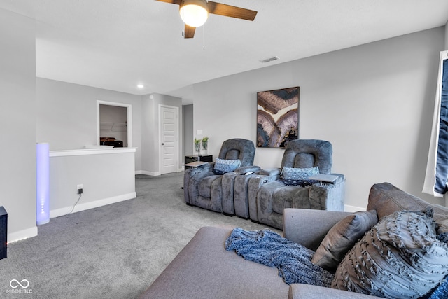 9978 Trafford Ct, Mccordsville, IN 46055 - carpeted living room with ceiling fan and baseboards