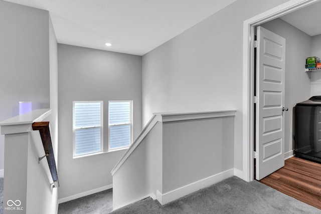 9978 Trafford Ct, Mccordsville, IN 46055 - stairway featuring carpet flooring and recessed lighting