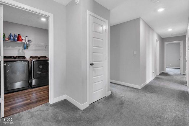 9978 Trafford Ct, Mccordsville, IN 46055 - corridor with separate washer and dryer, carpet flooring, and recessed lighting